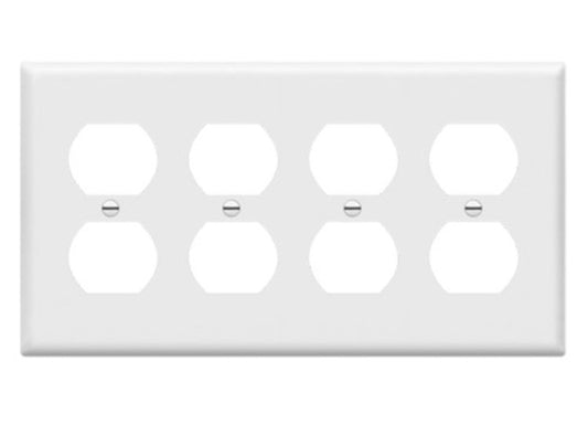 Enerlites Standard 4-Gang Duplex Wall Plate White 8824-W