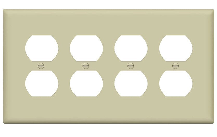 Enerlites Mid-Size 4-Gang Duplex Wall Plate Ivory 8824M-I