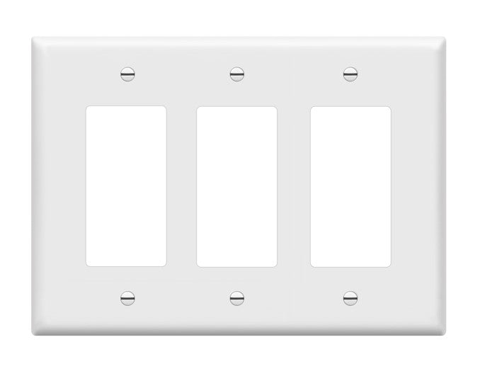 Enerlites Standard 3-Gang Decorator/GFCI Wall Plate White 8833-W