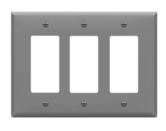 Enerlites Mid-Size 3-Gang Decorator/GFCI Wall Plate Gy 8833M-GY