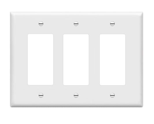 Enerlites Mid-Size 3-Gang Decorator/GFCI Wall Plate White 8833M-W