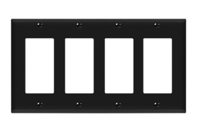Enerlites Standard 4-Gang Decorator/GFCI Wall Plate Black 8834-BK
