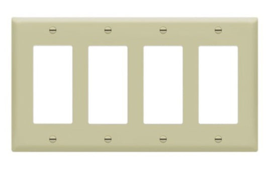 Enerlites Standard 4-Gang Decorator/GFCI Wall Plate Ivory 8834-I