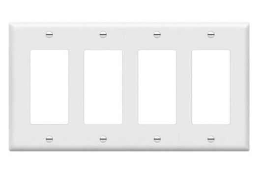 Enerlites Standard 4-Gang Decorator/GFCI Wall Plate White 8834-W