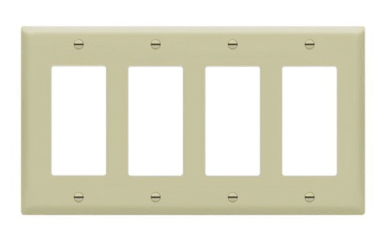 Enerlites Mid-Size 4-Gang Decorator/GFCI Wall Plate Ivory 8834M-I