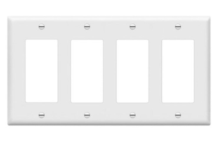 Enerlites Mid-Size 4-Gang Decorator/GFCI Wall Plate White 8834M-W