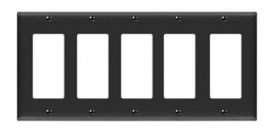 Enerlites Standard 5-Gang Decorator/GFCI Wall Plate Black 8835-BK