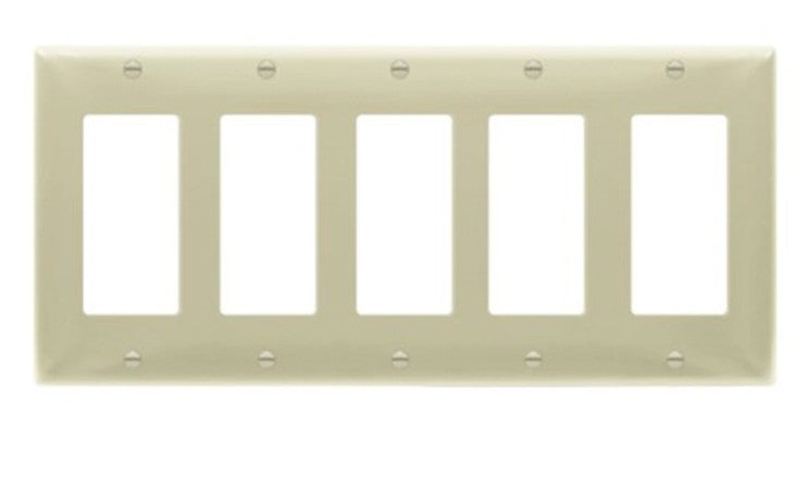 Enerlites Standard 5-Gang Decorator/GFCI Wall Plate Ivory 8835-I