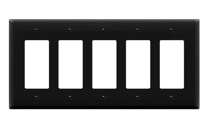 Enerlites Mid-Size 5-Gang Decorator/GFCI Wall Plate Black 8835M-BK
