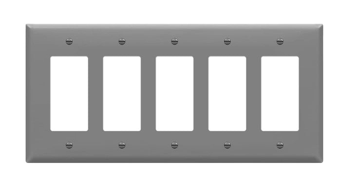 Enerlites Mid-Size 5-Gang Decorator/GFCI Wall Plate Gy 8835M-GY