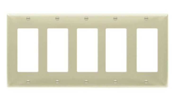 Enerlites Mid-Size 5-Gang Decorator/GFCI Wall Plate Ivory 8835M-I