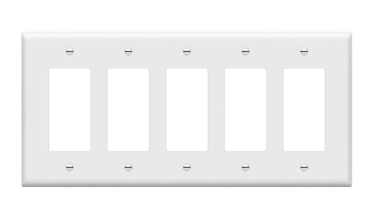 Enerlites Mid-Size 5-Gang Decorator/GFCI Wall Plate White 8835M-W