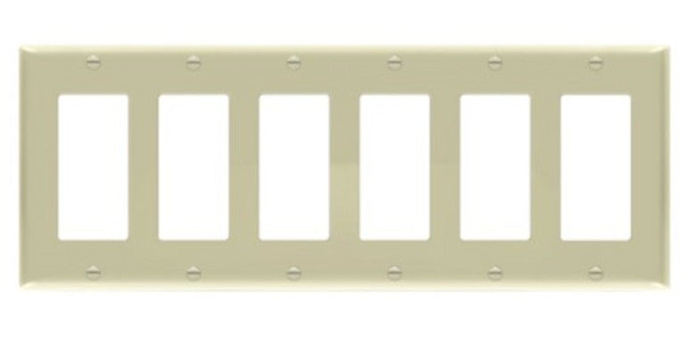 Enerlites Standard 6-Gang Decorator/GFCI Wall Plate Ivory 8836-I