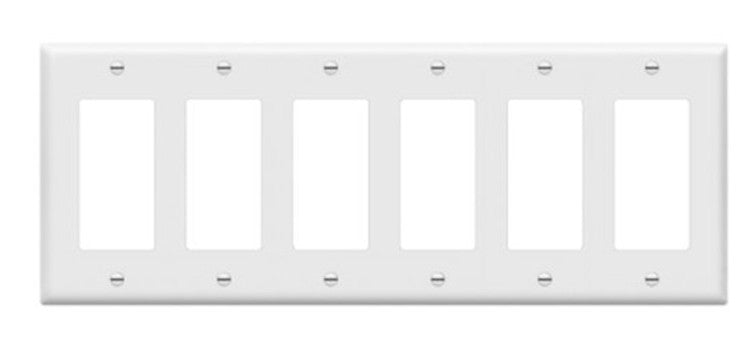 Enerlites Standard 6-Gang Decorator/GFCI Wall Plate White 8836-W