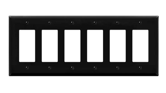 Enerlites Mid-Size 6-Gang Decorator/GFCI Wall Plate Black 8836M-BK