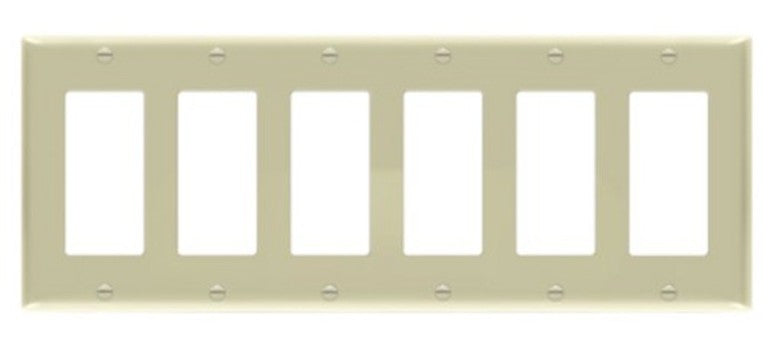 Enerlites Mid-Size 6-Gang Decorator/GFCI Wall Plate Ivory 8836M-I