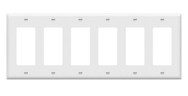 Enerlites Mid-Size 6-Gang Decorator/GFCI Wall Plate White 8836M-W