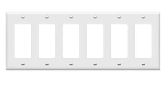 Enerlites Mid-Size 6-Gang Decorator/GFCI Wall Plate White 8836M-W