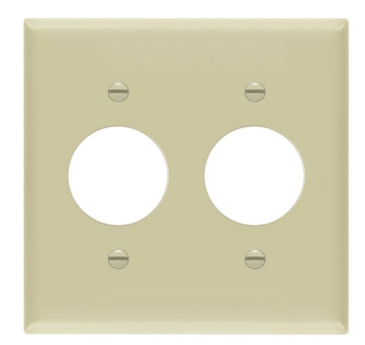 Enerlites Standard 2-Gang Single Receptacle 1.406" Dia. Hole Wall Plate Ivory 8852-I