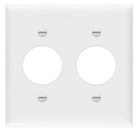 Enerlites Standard 2-Gang Single Receptacle 1.406" Dia. Hole Wall Plate White 8852-W