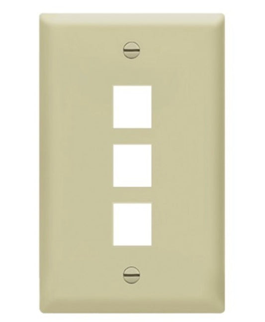 Enerlites Multimedia Face Plate 1-Gang 3-Port Plate Ivory 8873-I