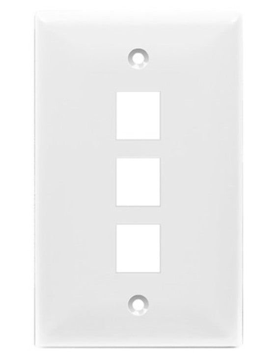 Enerlites Multimedia Face Plate 1-Gang 3-Port Plate White 8873-W