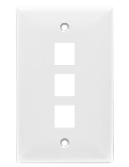 Enerlites Multimedia Face Plate 1-Gang 3-Port Plate White 8873-W