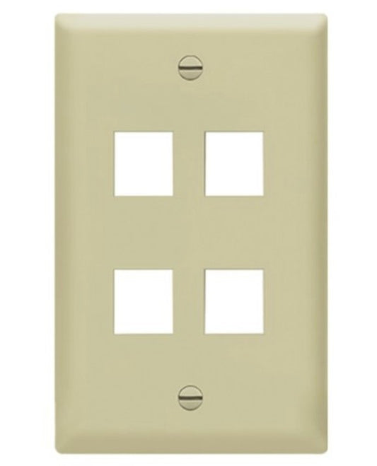 Enerlites Multimedia Face Plate 1-Gang 4-Port Plate Ivory 8874-I