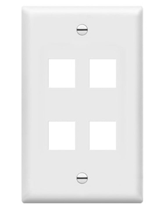 Enerlites Multimedia Face Plate 1-Gang 4-Port Plate White 8874-W
