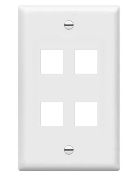 Enerlites Multimedia Face Plate 1-Gang 4-Port Plate White 8874-W