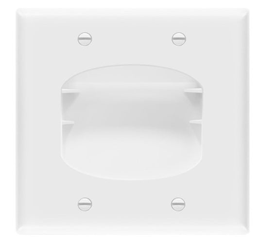 Enerlites 2-Gang Recessed Cable Plate White 8882-W