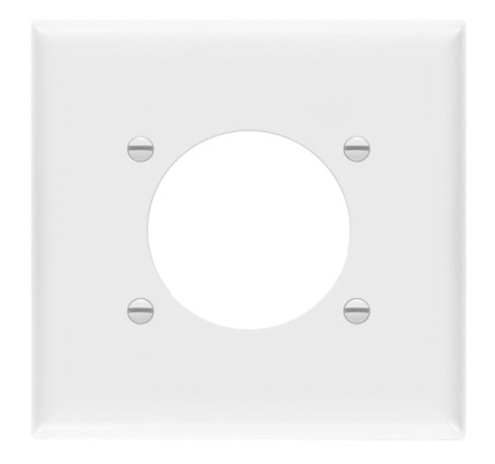 Enerlites Standard 2-Gang Power Receptacle 2.125" Dia. Hole Wall Plate White 8972-W