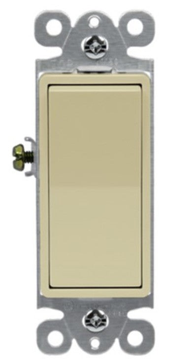 Enerlites Resi Decorator Switch Quiet 15A Single Pole 120-277V Ivory 91150-I