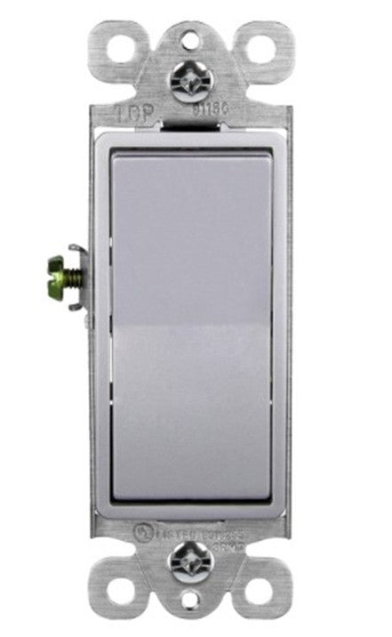 Enerlites Comm Decorator Switch 20A Single Pole 120/277V Gy 91200-GY