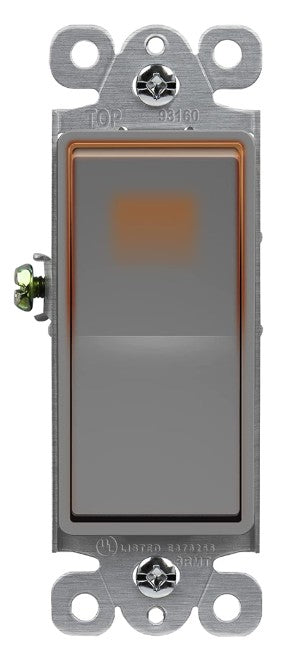 Enerlites Resi Decorator Switch Quiet Lighted 15A 3-Way 120-277V Gy 93160-GY
