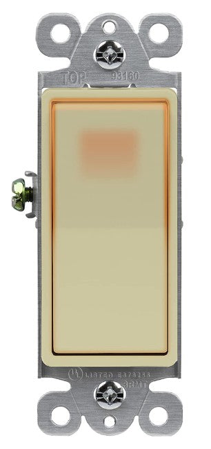 Enerlites Resi Decorator Switch Quiet Lighted 15A 3-Way 120-277V Ivory 93160-I
