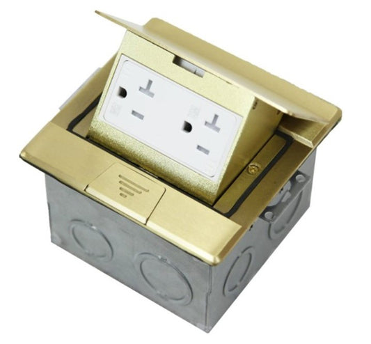 Enerlites Square Pop-Up Fb Kit With 20A Twr Decorator Duplex Brass 961241-C