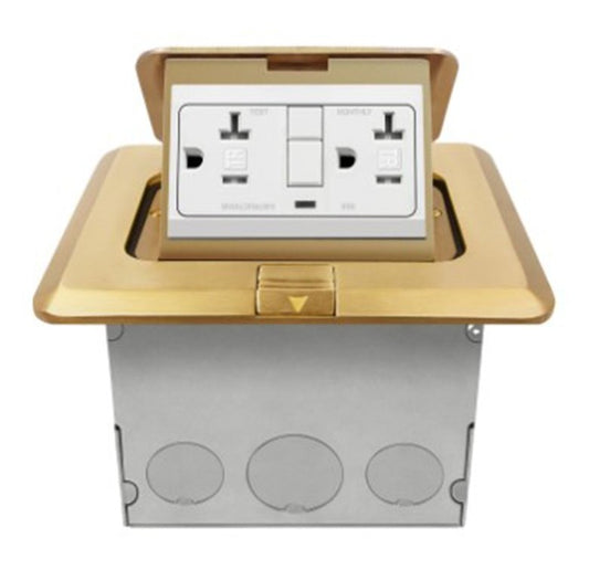 Enerlites Square Pop-Up Fb Kit With 20A GFCI Brass 961243-C-GFCI