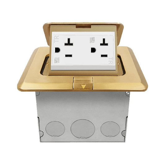 Enerlites Square Pop-Up Fb Kit With Decorator Twr Receptacle Brass 961243-C