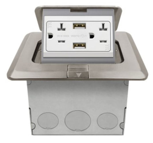 Enerlites Square Pop-Up Fb Kit With 20A USB Receptacle (2.1A) Npb 961243-S-USB