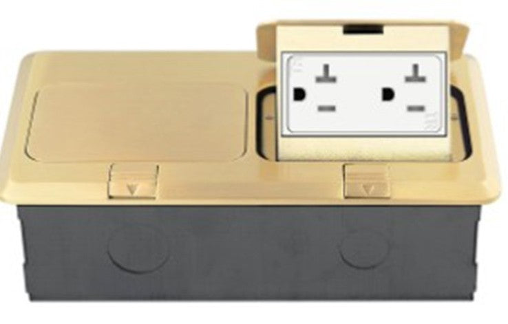 Enerlites 2-Gang Pop-Up Fb Kit With Two 20A Twr Decorator Receps Brass 962301-C