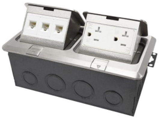 Enerlites 2-Gang Pop-Up Fb Kit With 20A Twr Decorator Receptacle / Rj45 Npb 962301-S-D