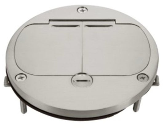 Enerlites 4" Round Dual Flip Lids With 20A Twr Duplex Npb 975503-S