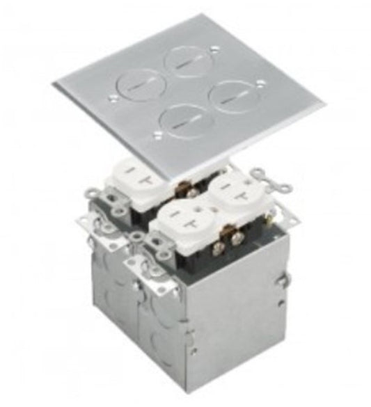 Enerlites 2-Gang Round Lids Fb Kit With 20A Twr Duplex Stainless Steel 975510-SS