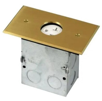 Enerlites 1-Gang Round Lid Fb Kit With Single Tr Receptacle Brass 975547-C