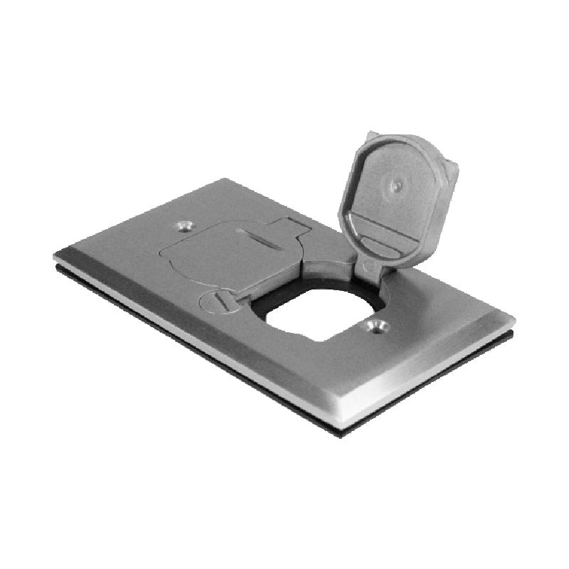 Enerlites 1-Gang Flip Lid Cover & Gasket, Nickel Plated Brass C975507-S
