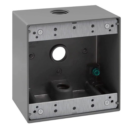 Enerlites 1/2" 2-G 3 Holes Wall Plate Box Gy EN2350