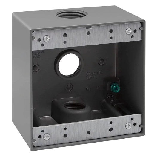 Enerlites 3/4" 2-G 3 Holes Wall Plate Box Gy EN2375