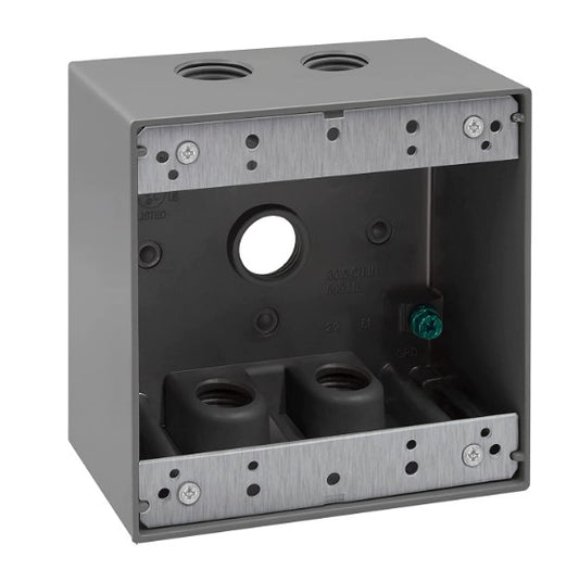 Enerlites 1/2" 2-G 5 Holes Wall Plate Box Gy EN2550
