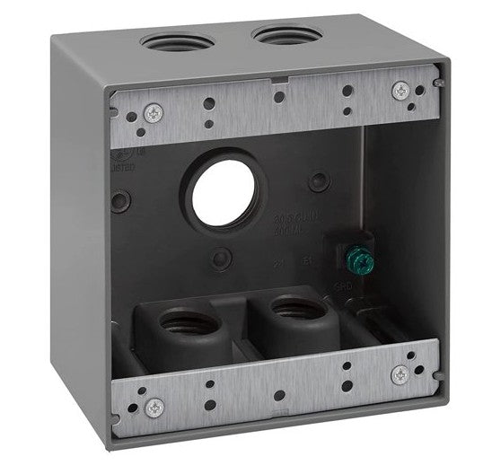 Enerlites 3/4" 2-G 5 Holes Wall Plate Box Gy EN2575